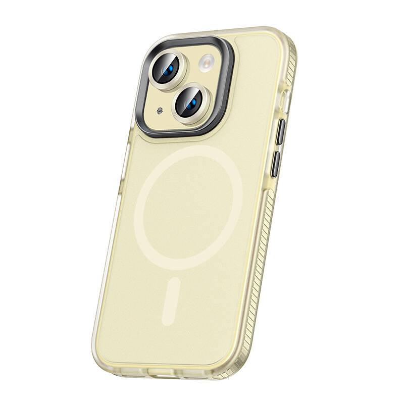 iPhone 15 Kılıf Airbagli M-safe Wireless Şarj Özellikli Lens Koruyuculu Zore Klaptika Kılıf