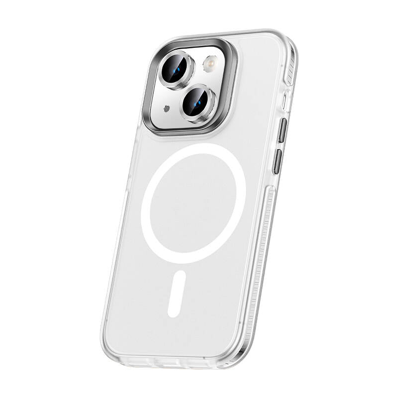 iPhone 15 Kılıf Airbagli M-safe Wireless Şarj Özellikli Lens Koruyuculu Zore Klaptika Kılıf