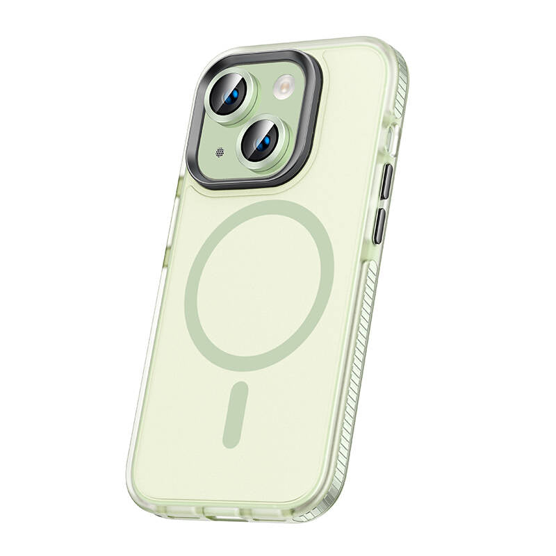 iPhone 15 Kılıf Airbagli M-safe Wireless Şarj Özellikli Lens Koruyuculu Zore Klaptika Kılıf