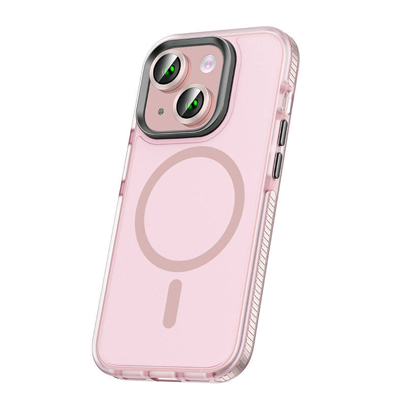 iPhone 15 Kılıf Airbagli M-safe Wireless Şarj Özellikli Lens Koruyuculu Zore Klaptika Kılıf