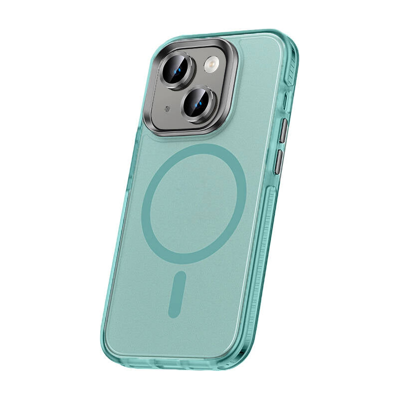 iPhone 15 Kılıf Airbagli M-safe Wireless Şarj Özellikli Lens Koruyuculu Zore Klaptika Kılıf