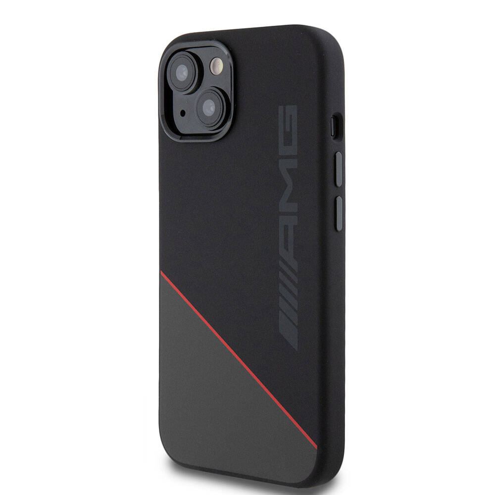 iPhone 15 Kılıf AMG Orijinal Lisanslı M-safe Şarj Özellikli Silikon Kırmızı Çizgili Kılıf