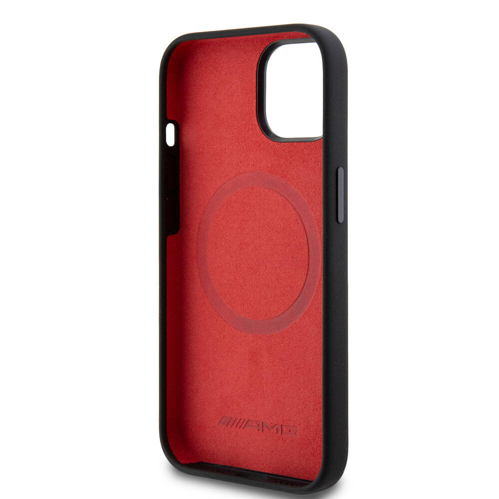 iPhone 15 Kılıf AMG Orijinal Lisanslı M-safe Şarj Özellikli Silikon Kırmızı Çizgili Kılıf