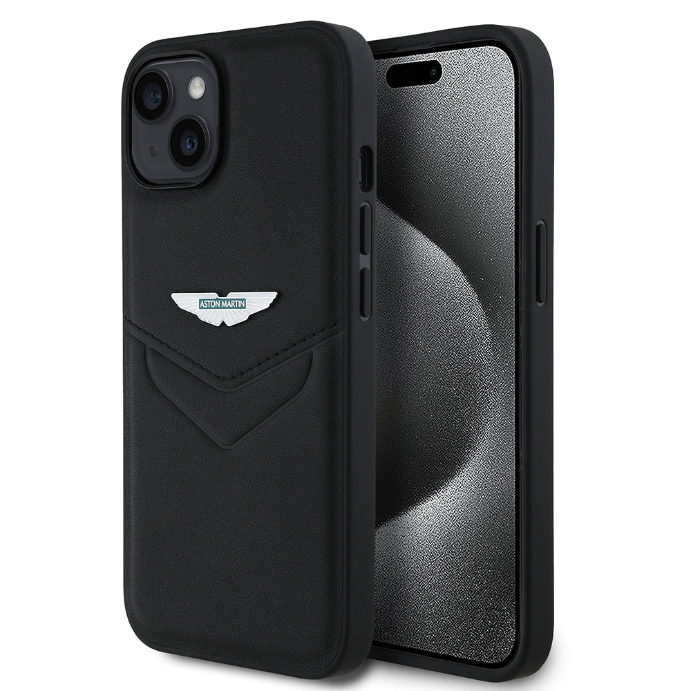 iPhone 15 Kılıf Aston Martin Orijinal Lisanslı Victory Dizayn PU Deri Metal Logolu Kılıf