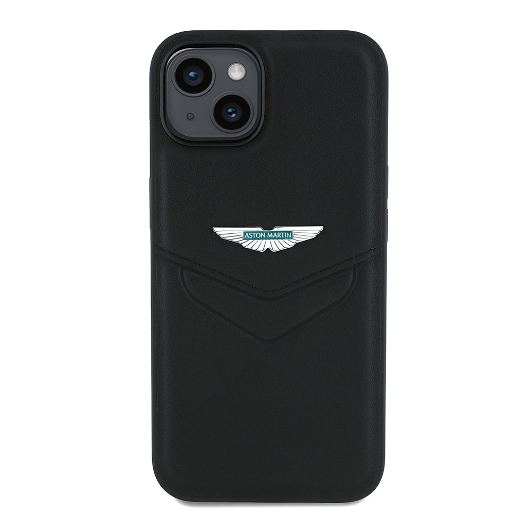 iPhone 15 Kılıf Aston Martin Orijinal Lisanslı Victory Dizayn PU Deri Metal Logolu Kılıf
