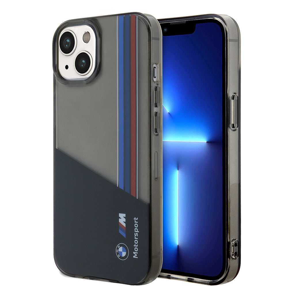 iPhone 15 Kılıf BMW Orijinal Lisanslı Yarı Transparan M Dizayn Çizgili Kılıf