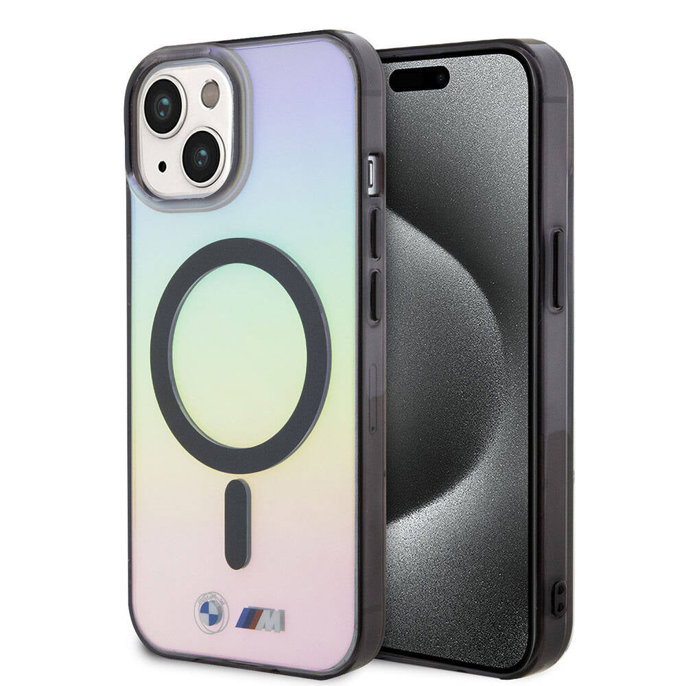 iPhone 15 Kılıf BMW M-safe Şarj Özellikli Transparan Renk Geçişli Iridescent Orijinal Lisanslı Kılıf
