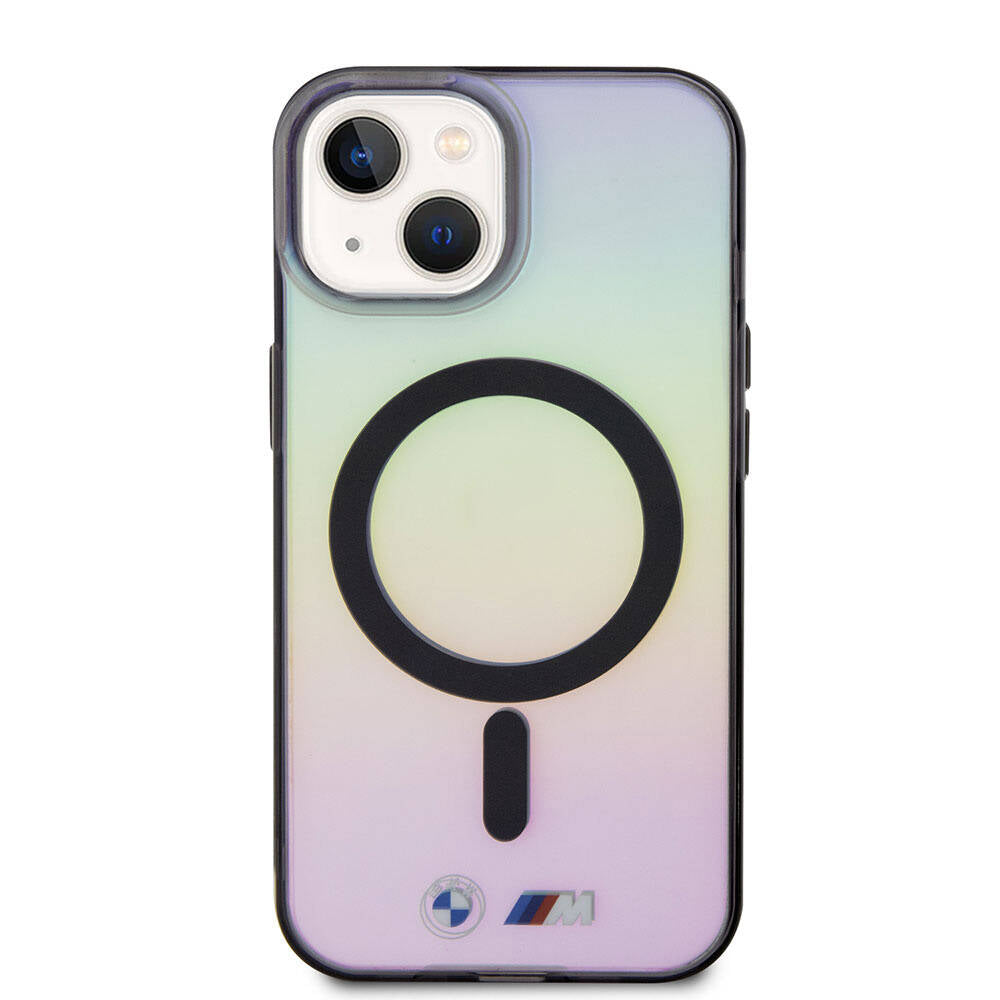 iPhone 15 Kılıf BMW M-safe Şarj Özellikli Transparan Renk Geçişli Iridescent Orijinal Lisanslı Kılıf