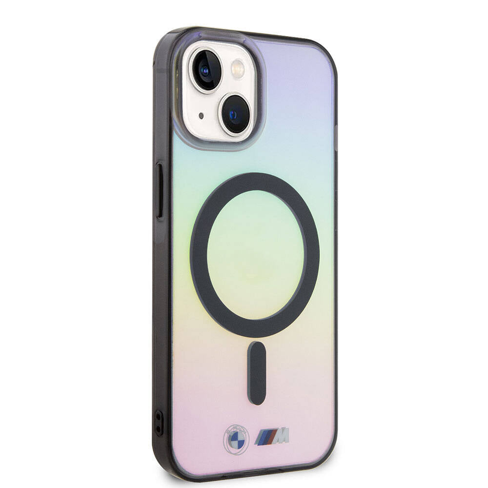 iPhone 15 Kılıf BMW M-safe Şarj Özellikli Transparan Renk Geçişli Iridescent Orijinal Lisanslı Kılıf