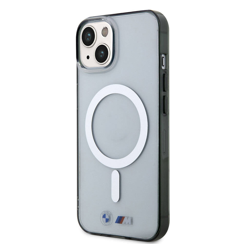 iPhone 15 Kılıf BMW M-safe Şarj Özellikli Transparan Silver Ring Orijinal Lisanslı Kılıf