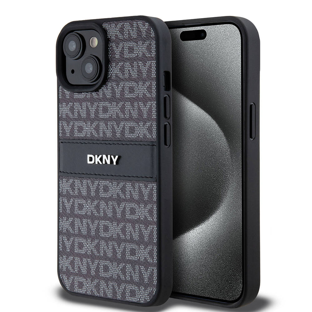 iPhone 15 Kılıf DKNY Orijinal Lisanslı 3D Yazılı Repeat Texture Pattern Kılıf