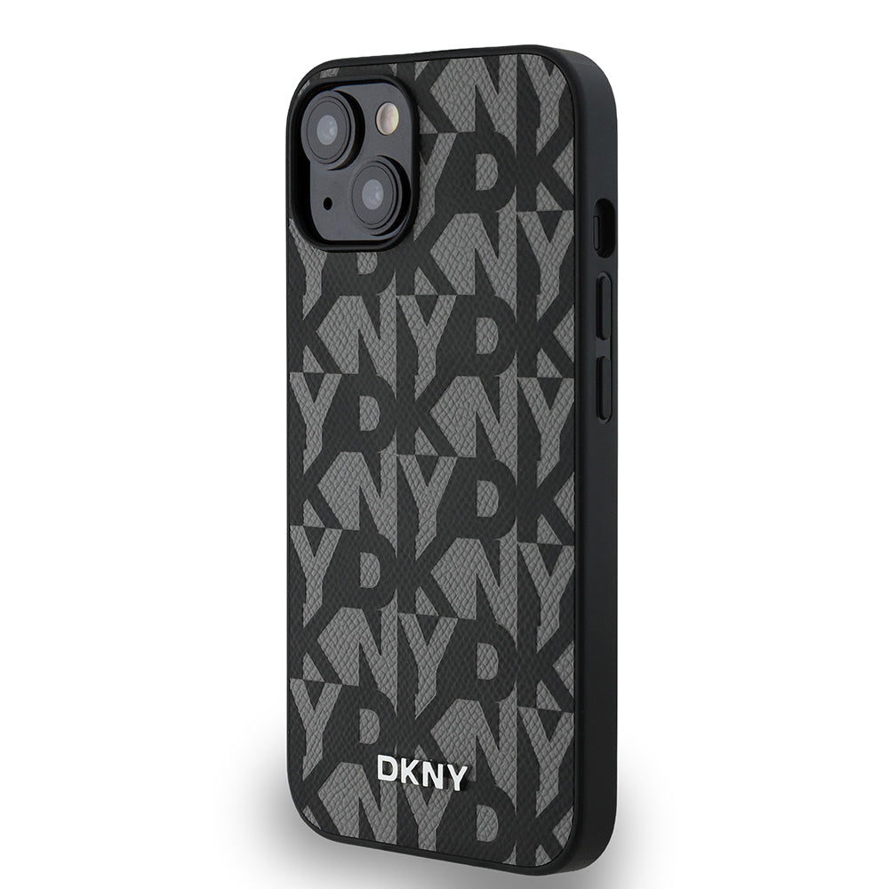 iPhone 15 Kılıf DKNY Orijinal Lisanslı M-safe Şarj Özellikli 3D Yazılı Grid Pattern Kılıf