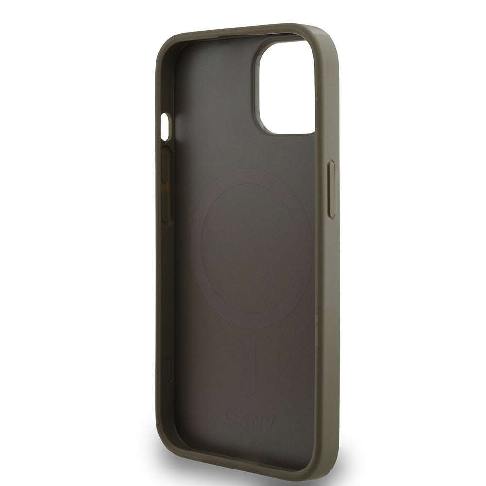 iPhone 15 Kılıf DKNY Orijinal Lisanslı M-safe Şarj Özellikli 3D Yazılı Grid Pattern Kılıf