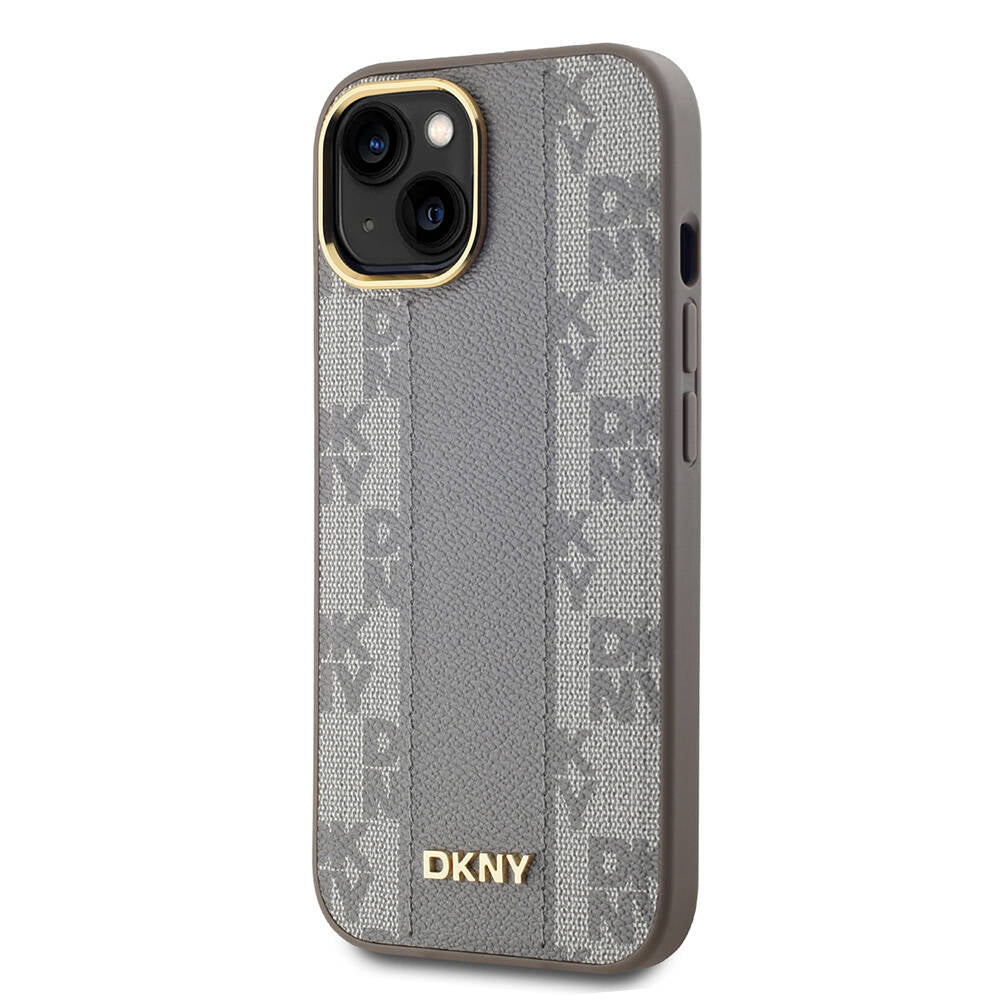 iPhone 15 Kılıf DKNY Orijinal Lisanslı M-safe Şarj Özellikli 3D Yazılı Checkered Pattern Kılıf
