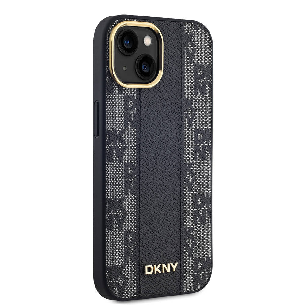 iPhone 15 Kılıf DKNY Orijinal Lisanslı M-safe Şarj Özellikli 3D Yazılı Checkered Pattern Kılıf