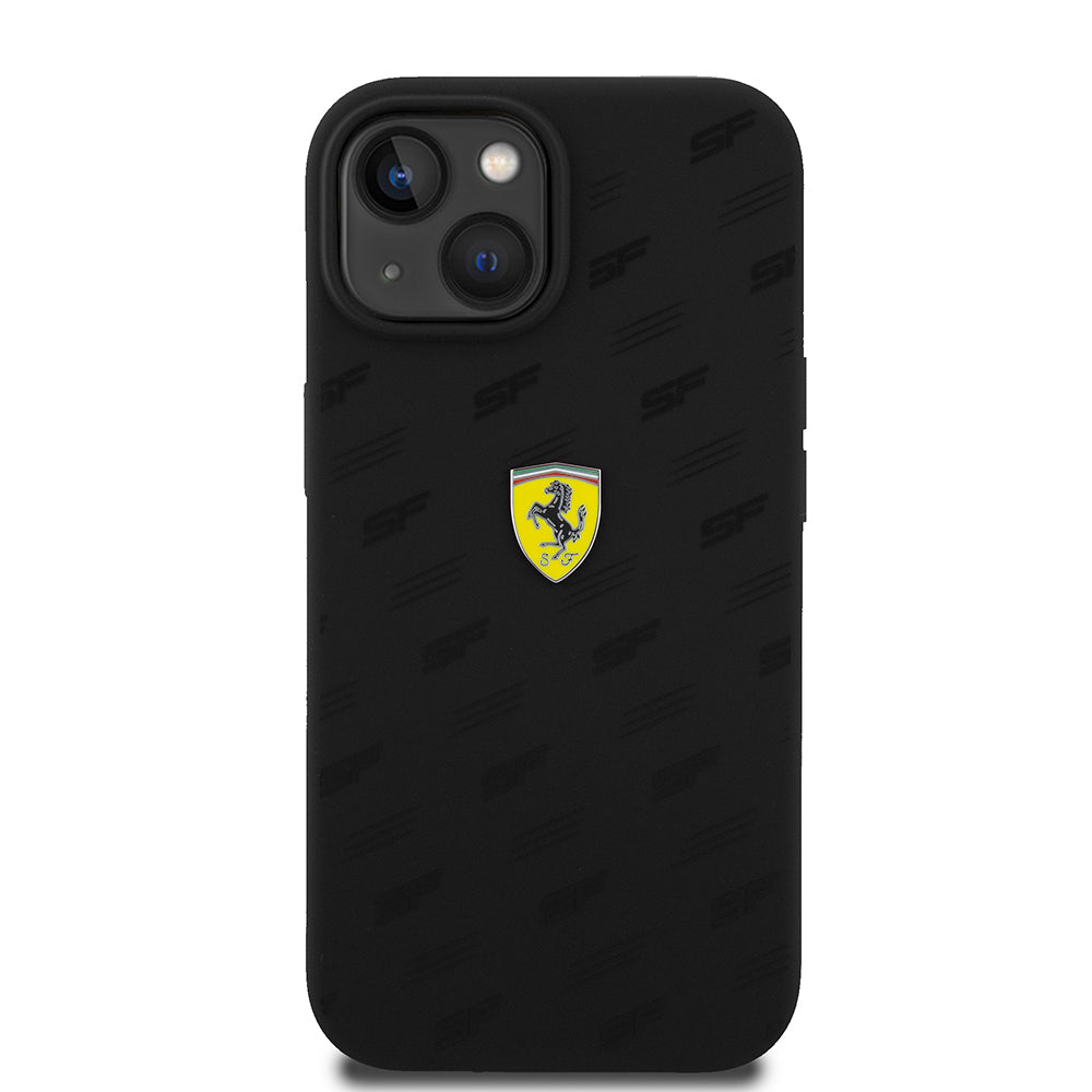 iPhone 15 Kılıf Ferrari Orijinal Lisanslı Metal Logolu SF Yazılı Kılıf