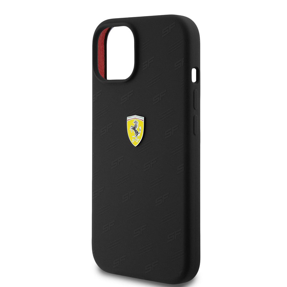 iPhone 15 Kılıf Ferrari Orijinal Lisanslı Metal Logolu SF Yazılı Kılıf