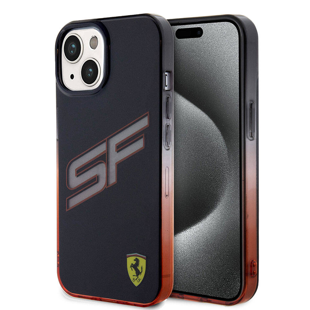 iPhone 15 Kılıf Ferrari Orijinal Lisanslı Transparan SF Yazılı Kenarları Renk Geçişli Kılıf