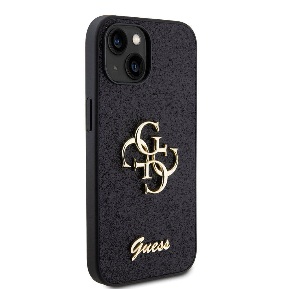 iPhone 15 Kılıf Guess Orijinal Lisanslı 4G Büyük Metal Logolu Glitter Kılıf