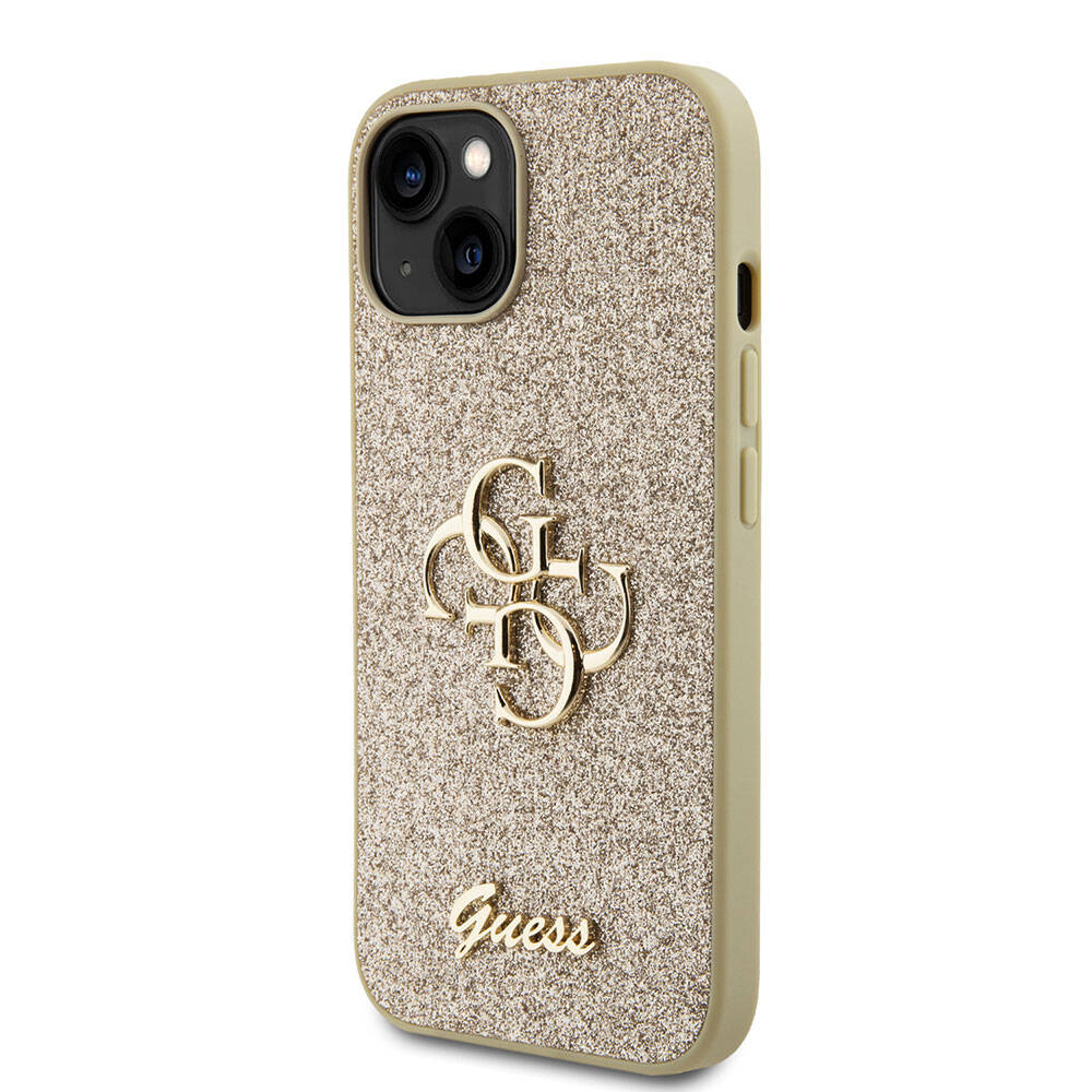 iPhone 15 Kılıf Guess Orijinal Lisanslı 4G Büyük Metal Logolu Glitter Kılıf