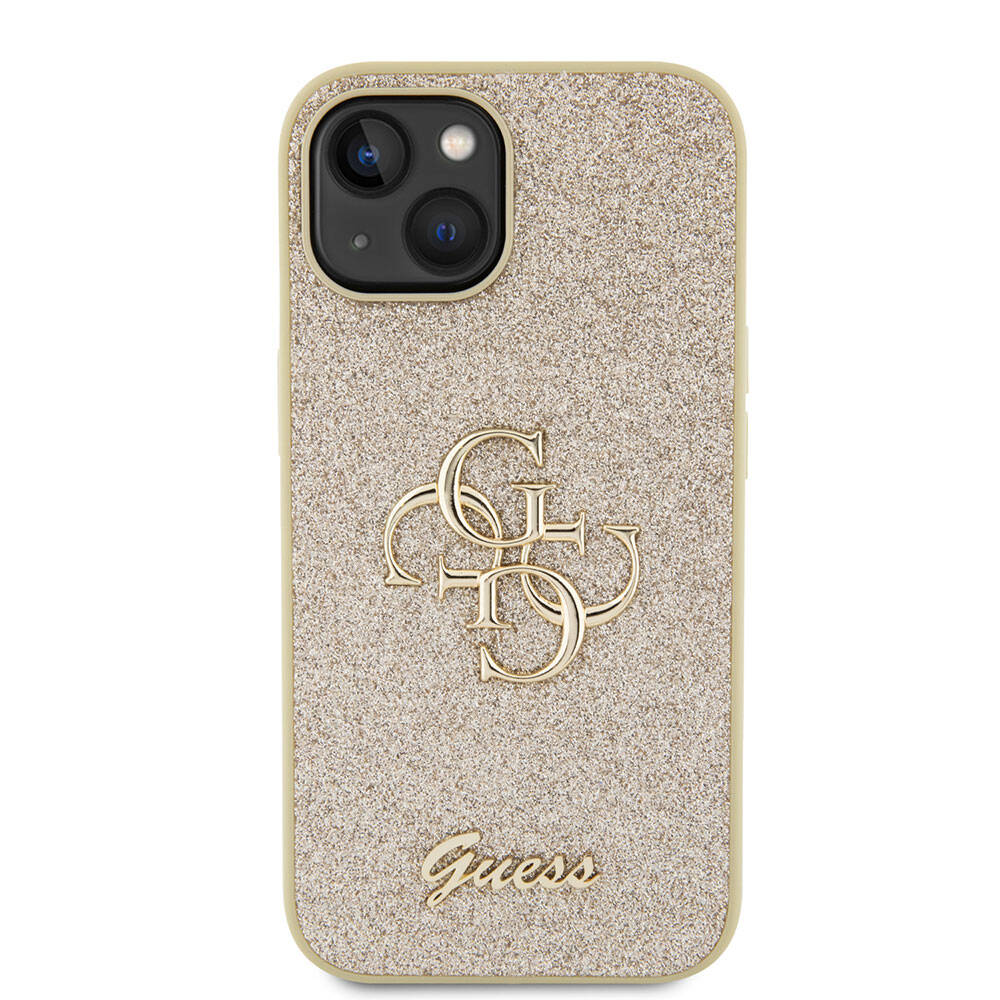 iPhone 15 Kılıf Guess Orijinal Lisanslı 4G Büyük Metal Logolu Glitter Kılıf