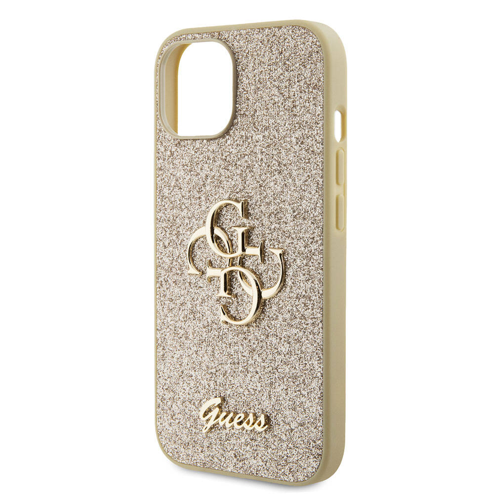 iPhone 15 Kılıf Guess Orijinal Lisanslı 4G Büyük Metal Logolu Glitter Kılıf