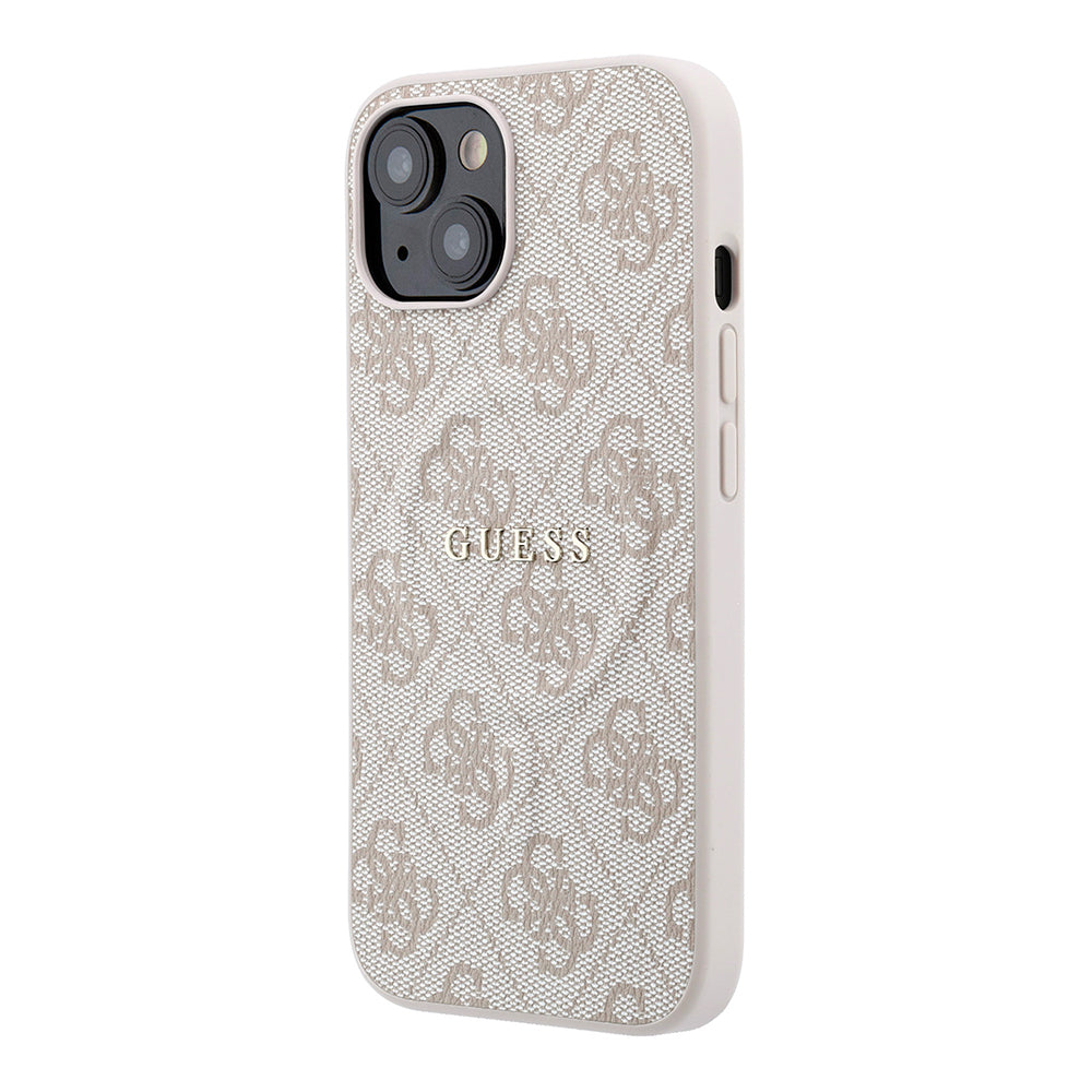 iPhone 15 Kılıf Guess Orijinal Lisanslı M-safe Kabartmalı 4G Desenli Yazı Logolu Kılıf