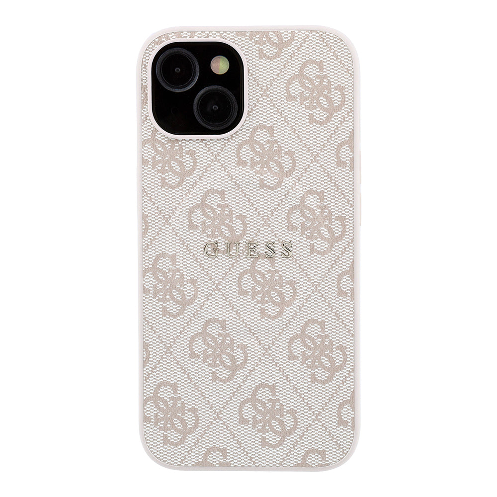 iPhone 15 Kılıf Guess Orijinal Lisanslı M-safe Kabartmalı 4G Desenli Yazı Logolu Kılıf