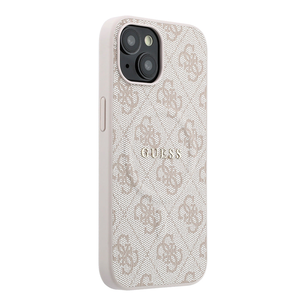 iPhone 15 Kılıf Guess Orijinal Lisanslı M-safe Kabartmalı 4G Desenli Yazı Logolu Kılıf