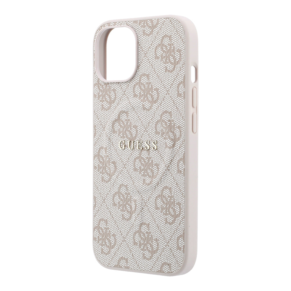 iPhone 15 Kılıf Guess Orijinal Lisanslı M-safe Kabartmalı 4G Desenli Yazı Logolu Kılıf