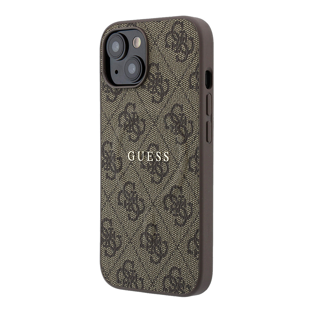 iPhone 15 Kılıf Guess Orijinal Lisanslı M-safe Kabartmalı 4G Desenli Yazı Logolu Kılıf