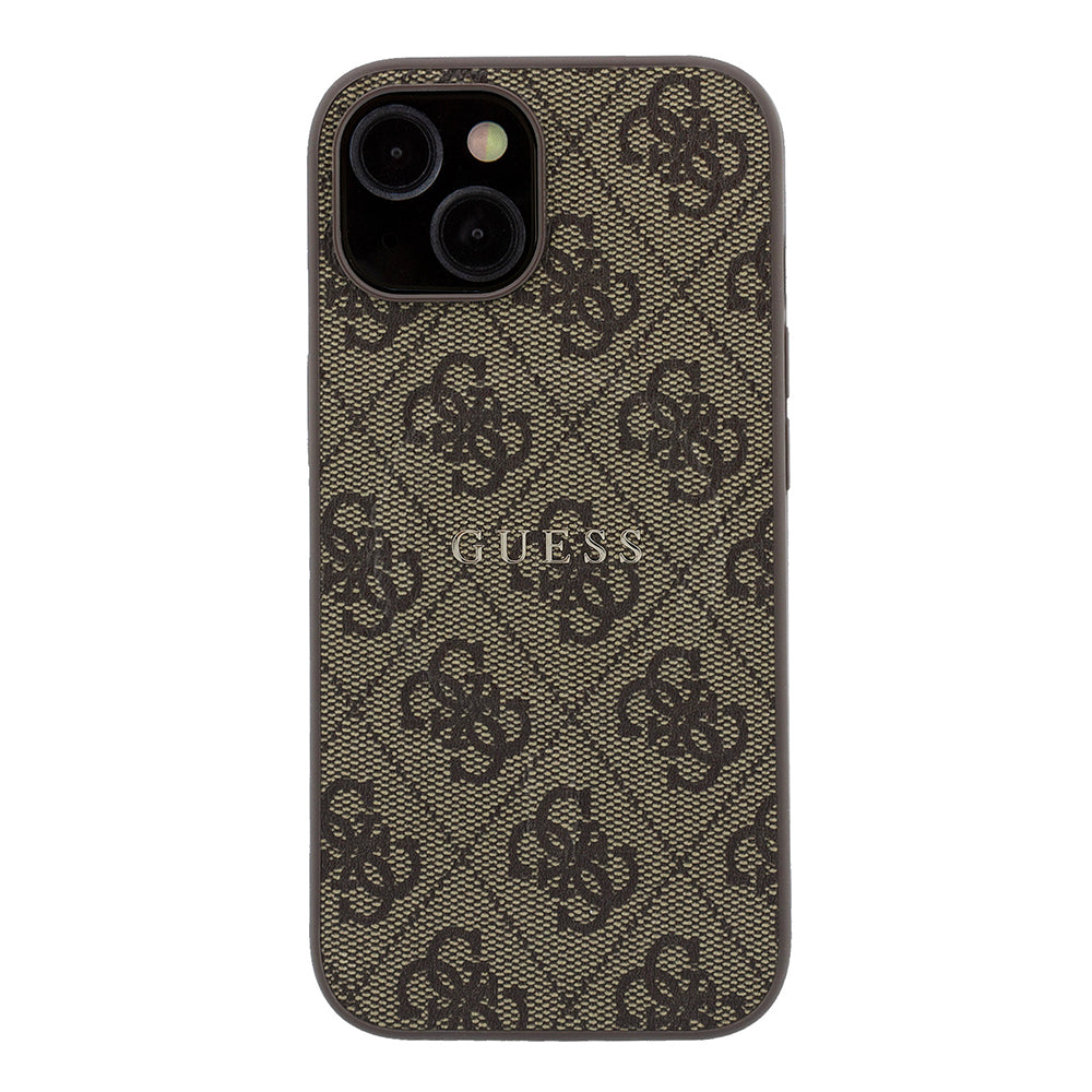 iPhone 15 Kılıf Guess Orijinal Lisanslı M-safe Kabartmalı 4G Desenli Yazı Logolu Kılıf