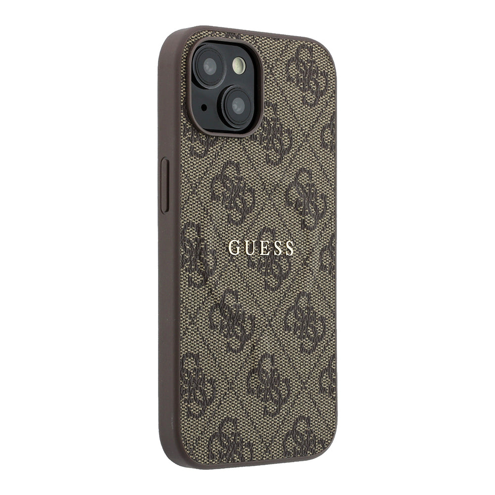 iPhone 15 Kılıf Guess Orijinal Lisanslı M-safe Kabartmalı 4G Desenli Yazı Logolu Kılıf