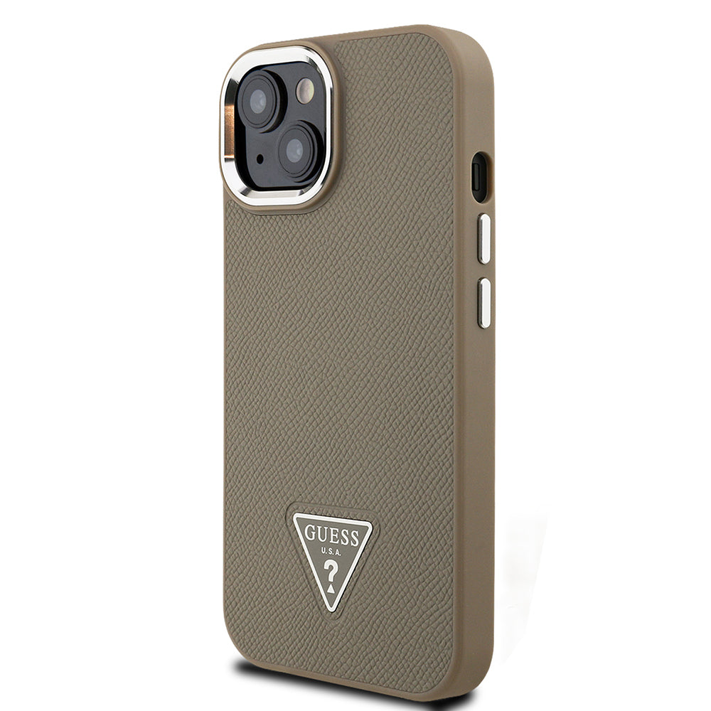 iPhone 15 Kılıf Guess Orijinal Lisanslı M-safe Şarj Özellikli Grained Triangle Kılıf