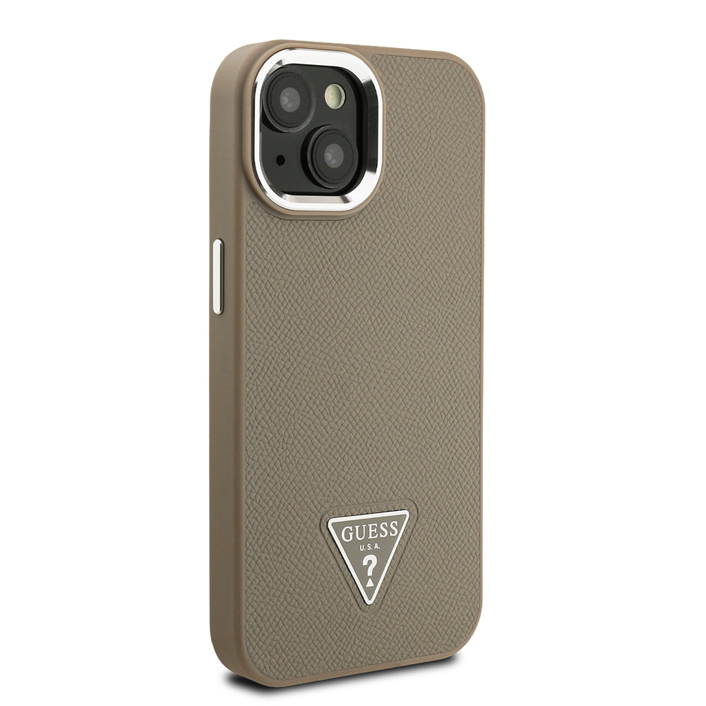 iPhone 15 Kılıf Guess Orijinal Lisanslı M-safe Şarj Özellikli Grained Triangle Kılıf