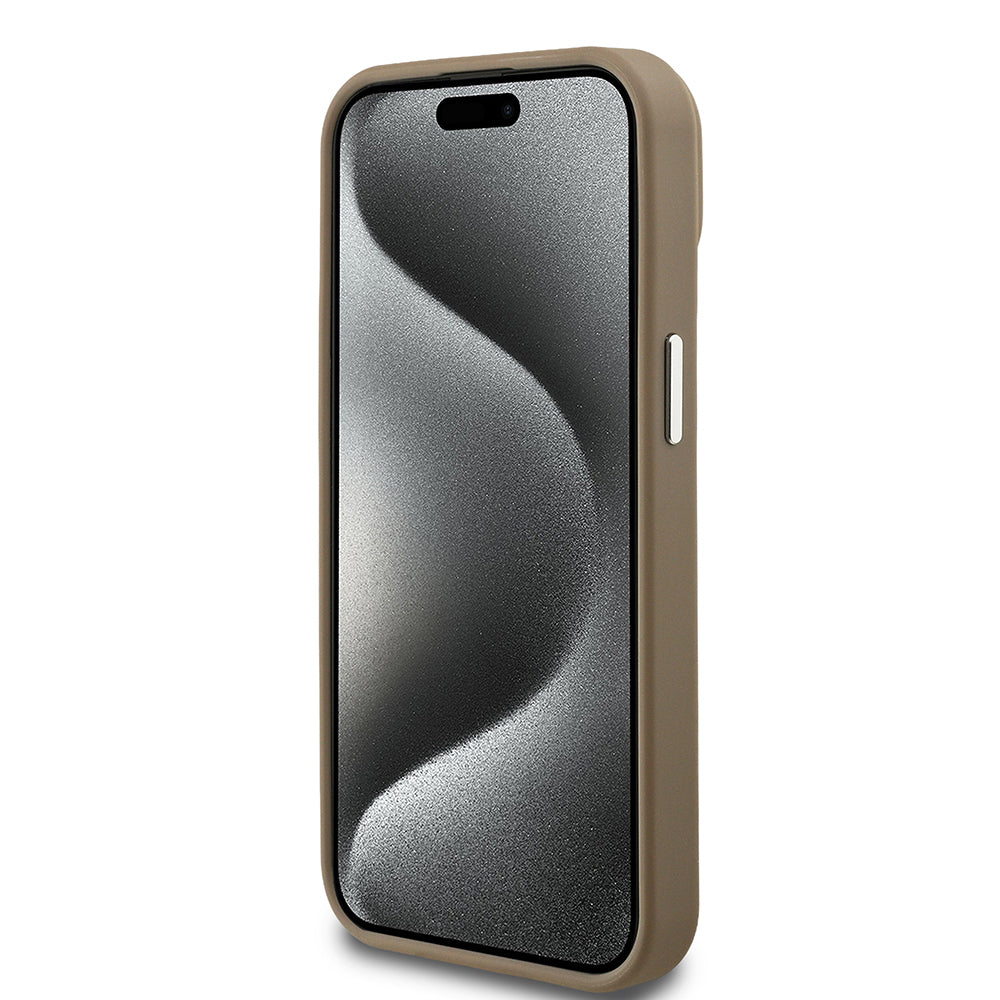 iPhone 15 Kılıf Guess Orijinal Lisanslı M-safe Şarj Özellikli Grained Triangle Kılıf