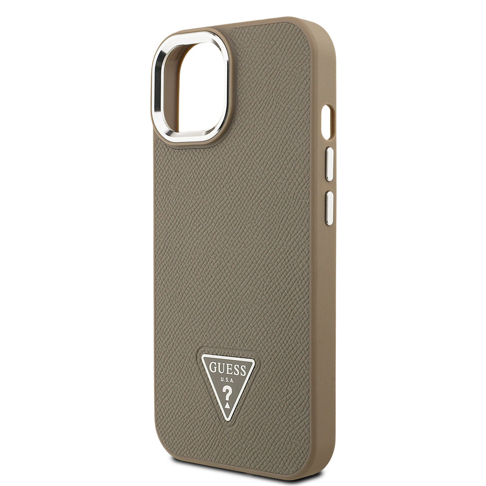 iPhone 15 Kılıf Guess Orijinal Lisanslı M-safe Şarj Özellikli Grained Triangle Kılıf