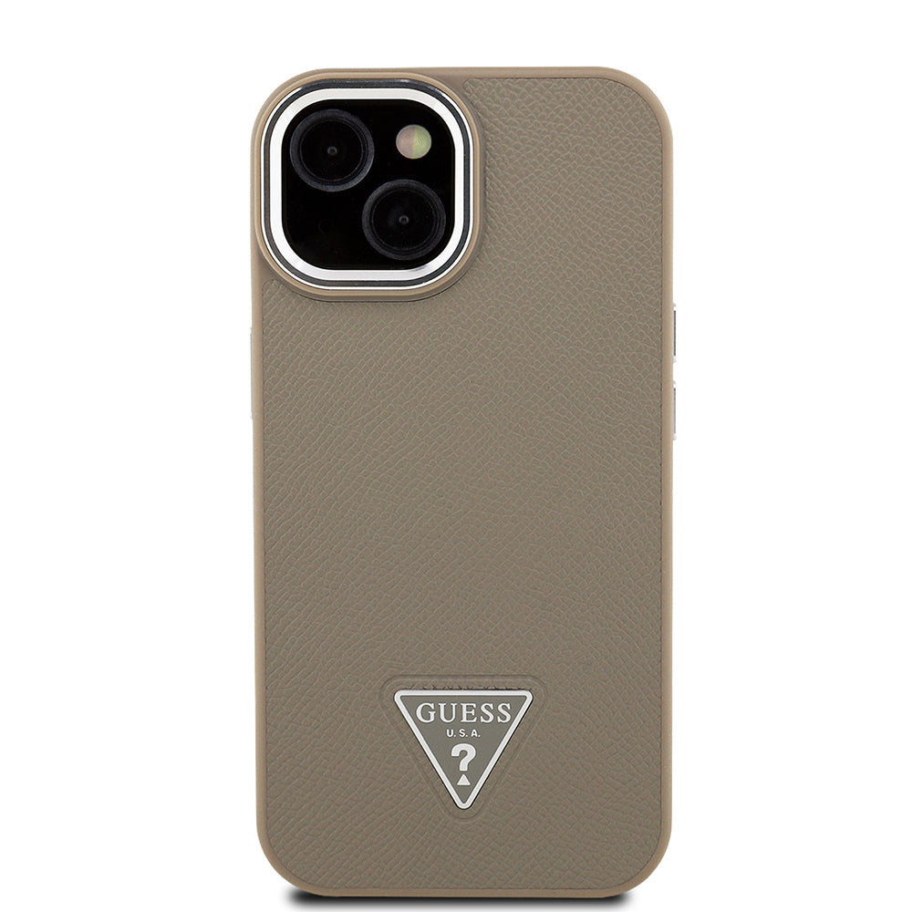iPhone 15 Kılıf Guess Orijinal Lisanslı M-safe Şarj Özellikli Grained Triangle Kılıf