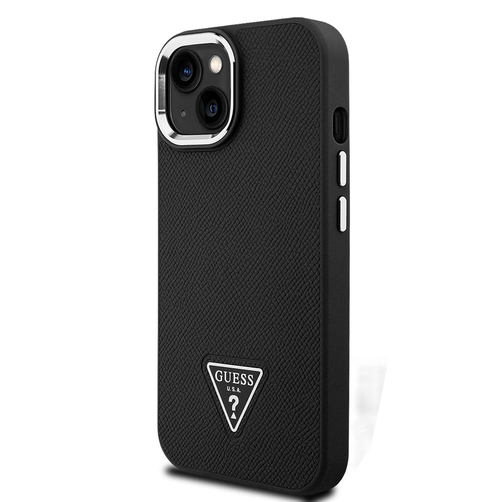 iPhone 15 Kılıf Guess Orijinal Lisanslı M-safe Şarj Özellikli Grained Triangle Kılıf