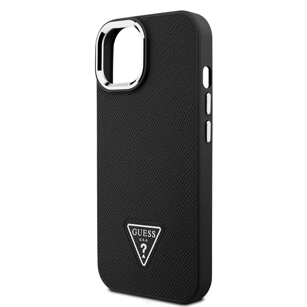 iPhone 15 Kılıf Guess Orijinal Lisanslı M-safe Şarj Özellikli Grained Triangle Kılıf