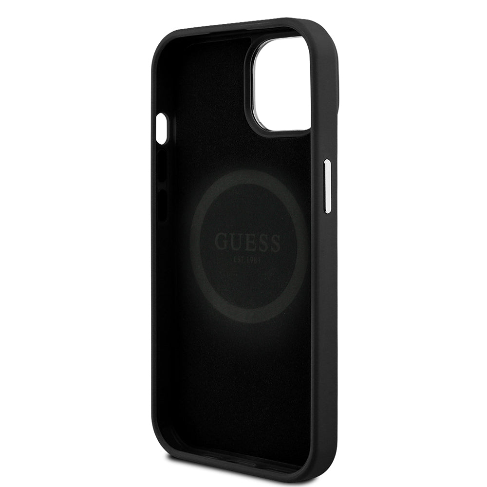 iPhone 15 Kılıf Guess Orijinal Lisanslı M-safe Şarj Özellikli Grained Triangle Kılıf