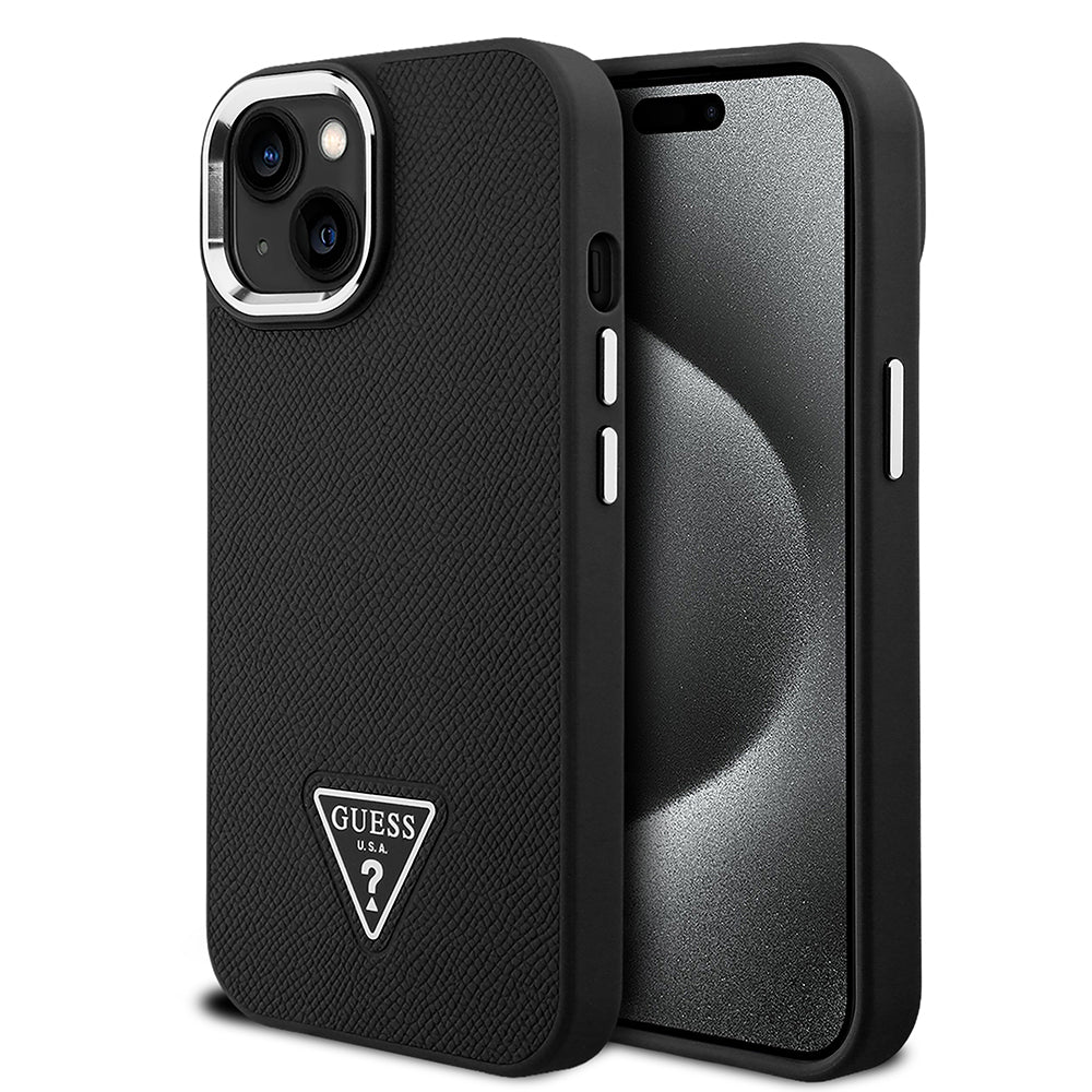 iPhone 15 Kılıf Guess Orijinal Lisanslı M-safe Şarj Özellikli Grained Triangle Kılıf