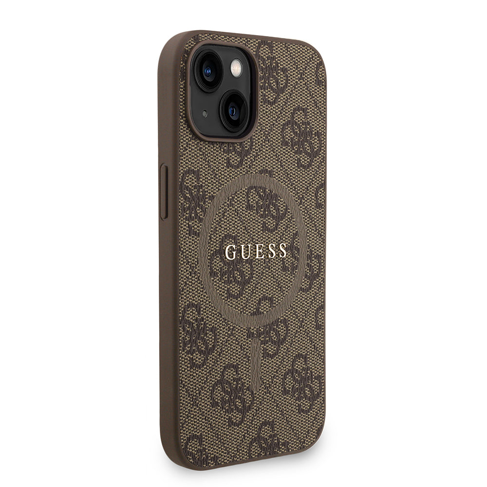 iPhone 15 Kılıf Guess Orijinal Lisanslı M-safe Şarj Özellikli PU Deri Bilek Askı İpli Yazı Logolu Kılıf