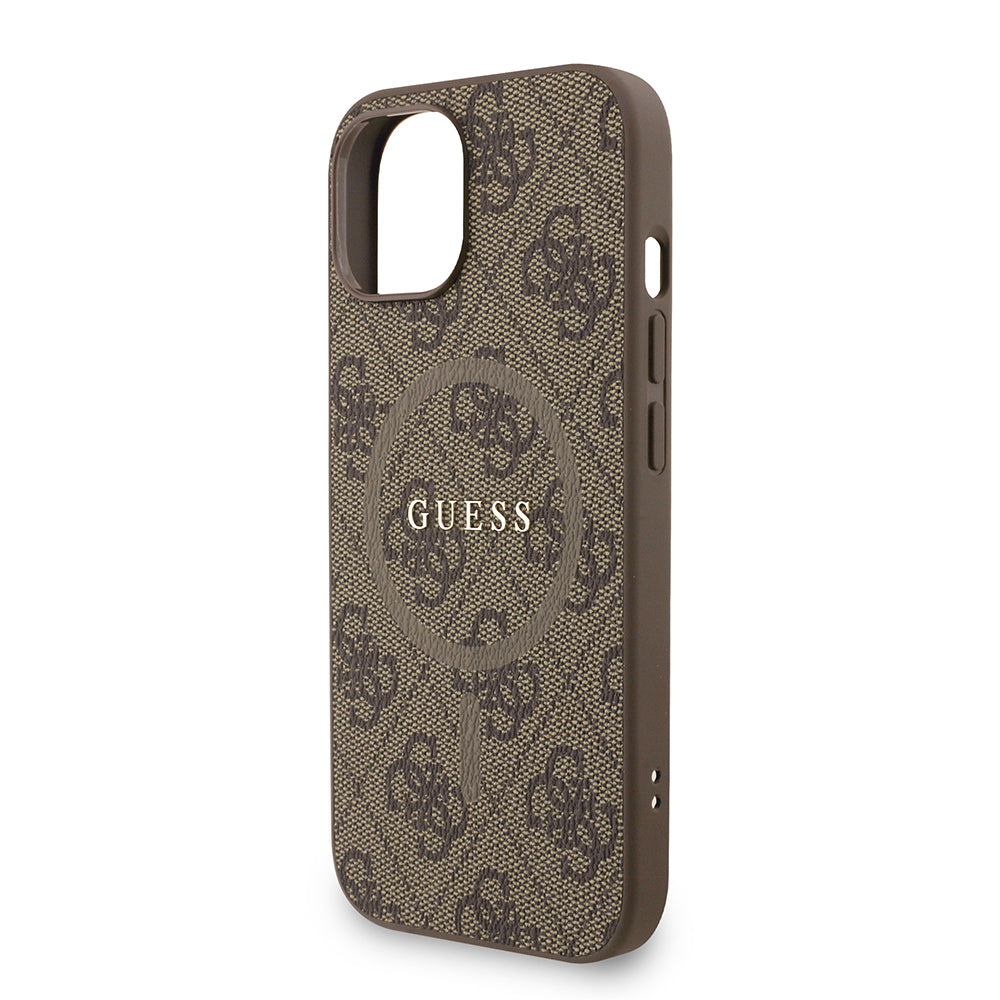 iPhone 15 Kılıf Guess Orijinal Lisanslı M-safe Şarj Özellikli PU Deri Bilek Askı İpli Yazı Logolu Kılıf