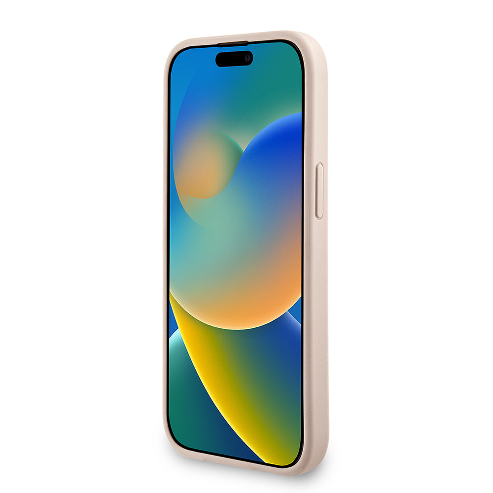 iPhone 15 Kılıf Guess Orijinal Lisanslı M-safe Şarj Özellikli PU Deri Bilek Askı İpli Yazı Logolu Kılıf