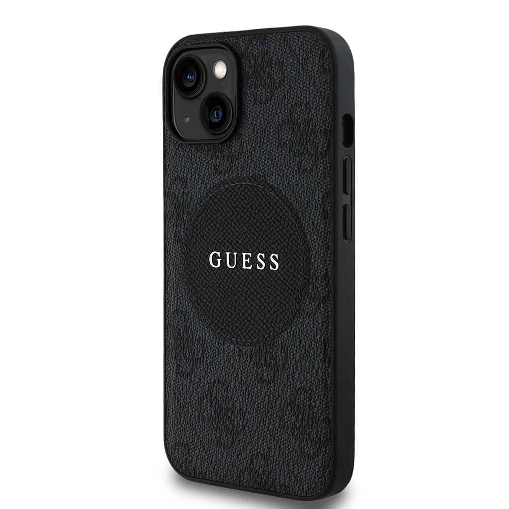 iPhone 15 Kılıf Guess Orijinal Lisanslı M-safe Şarj Özellikli Yazı Logolu Circle Classic Kılıf