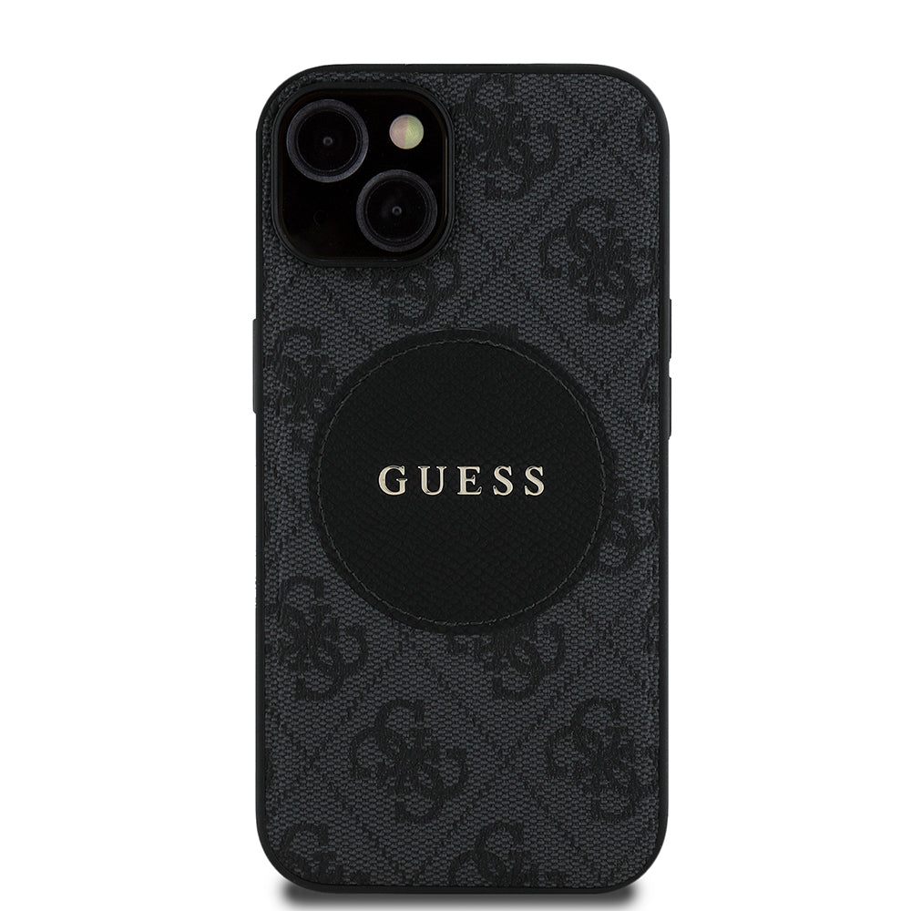 iPhone 15 Kılıf Guess Orijinal Lisanslı M-safe Şarj Özellikli Yazı Logolu Circle Classic Kılıf