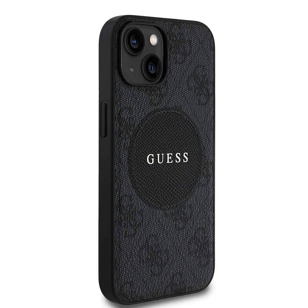 iPhone 15 Kılıf Guess Orijinal Lisanslı M-safe Şarj Özellikli Yazı Logolu Circle Classic Kılıf