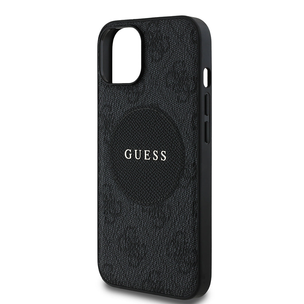 iPhone 15 Kılıf Guess Orijinal Lisanslı M-safe Şarj Özellikli Yazı Logolu Circle Classic Kılıf