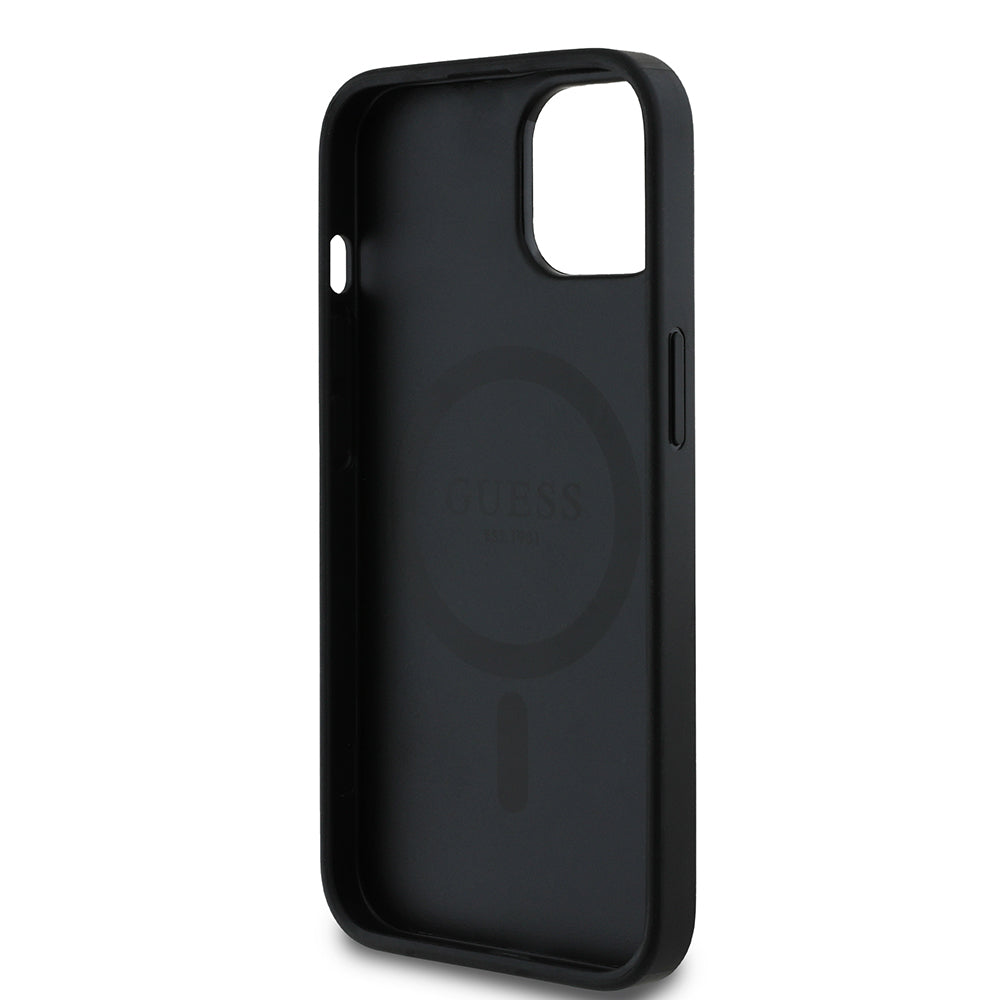 iPhone 15 Kılıf Guess Orijinal Lisanslı M-safe Şarj Özellikli Yazı Logolu Circle Classic Kılıf
